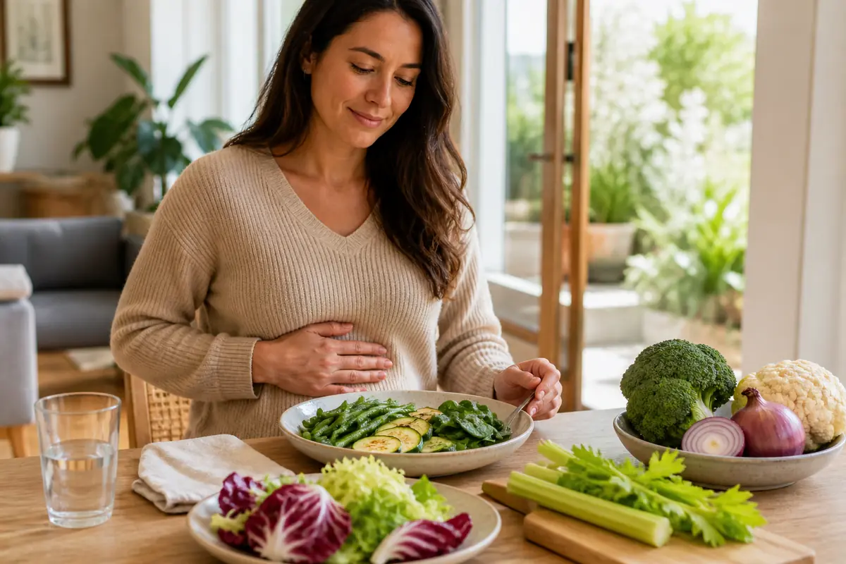 Donna e scelta di verdure